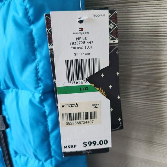 Tommy Hilfiger Mens Tropical Blue Polyester Duck Down Puffer Vest L/G - Picture 2 of 16